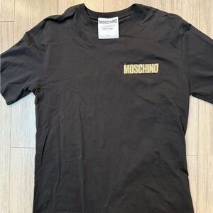 Authentic moschino tshirt with gold metal logo